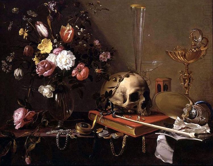 Adriaen Van Utrecht Vanitas - Still Life with Bouquet and Skull china oil painting image